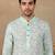 Light green linen fabric printed ethnic looks kurta payjama for men