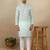 Light green linen fabric printed ethnic looks kurta payjama for men