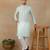 Light green linen fabric printed ethnic looks kurta payjama for men