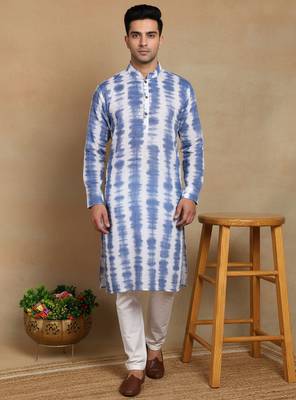 Navy blue linen fabric kurta payjama 1