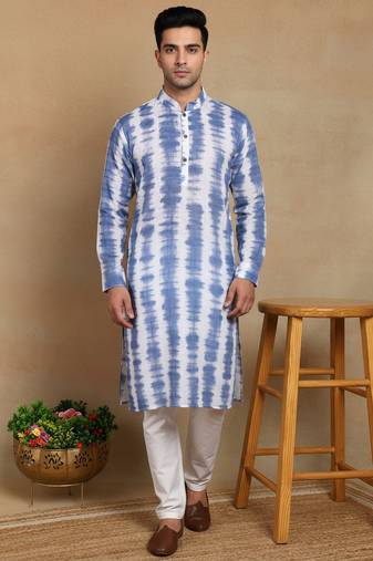 Navy blue linen fabric kurta payjama