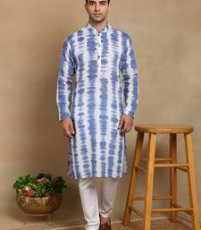 Navy blue linen fabric kurta payjama