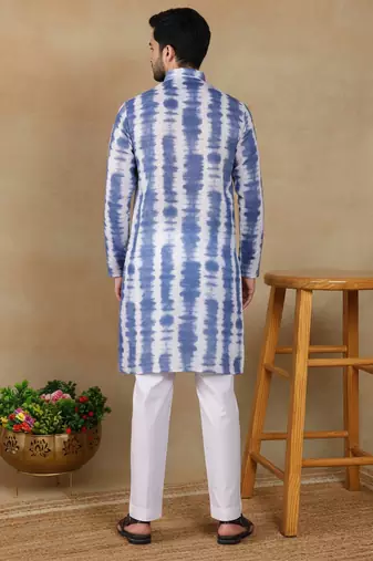 Navy blue linen fabric kurta payjama
