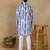 Navy blue linen fabric kurta payjama
