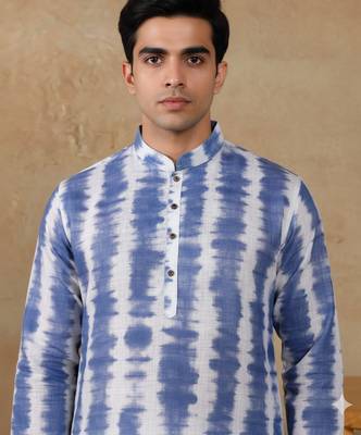 Navy blue linen fabric kurta payjama 3