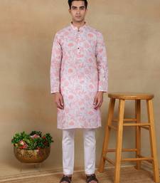 Pink linen fabric kurta payjama