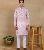 Pink linen fabric kurta payjama