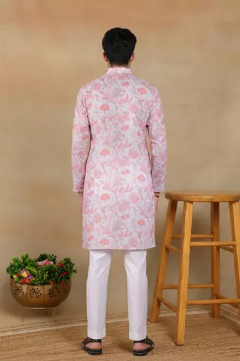 Pink linen fabric kurta payjama