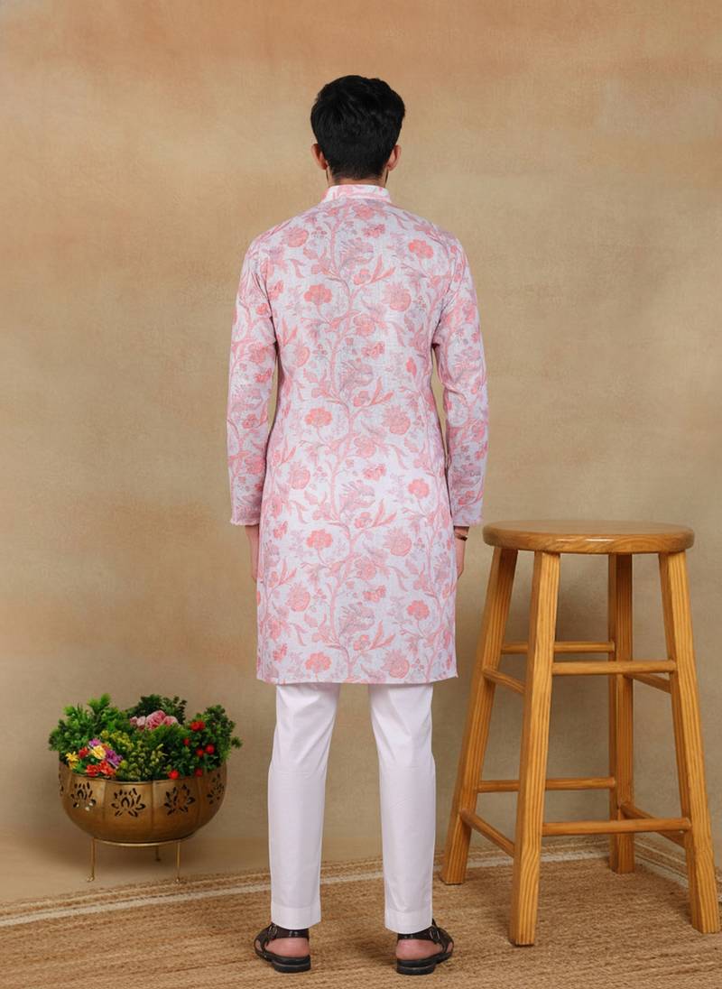 Pink linen fabric kurta payjama