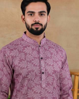 Purple linen fabric kurta payjama 3