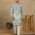Aqua green linen fabric kurta payjama