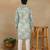 Aqua green linen fabric kurta payjama