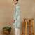 Aqua green linen fabric kurta payjama