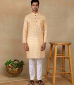 Yellow linen fabric kurta payjama