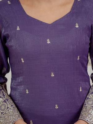 Purple crunchy silk blend sequin kurta palazzo set 3