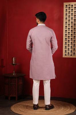 Pink embroidered fancy kurta payjama for men 2