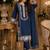 Navy blue satin rayon kurta pant with dupatta set