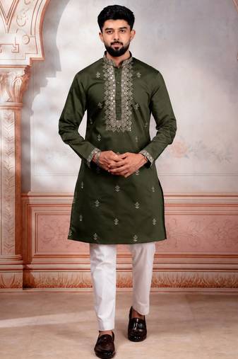 Mahendi embroidered fancy kurta payjama for men