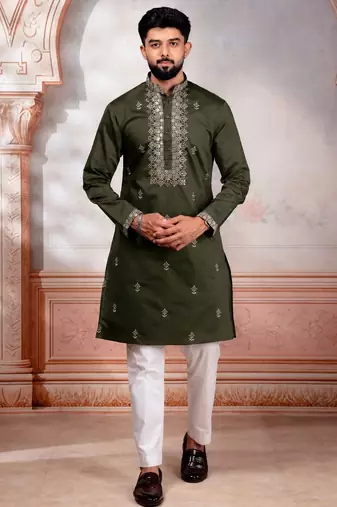 Mahendi embroidered fancy kurta payjama for men