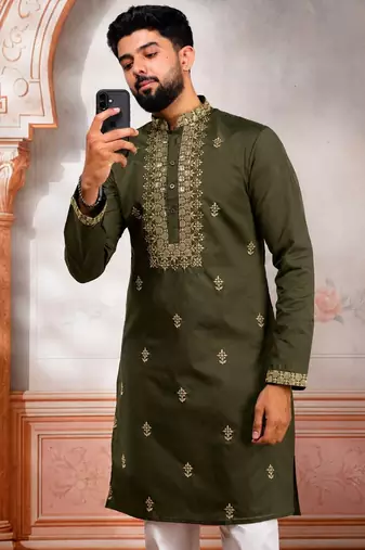 Mahendi embroidered fancy kurta payjama for men
