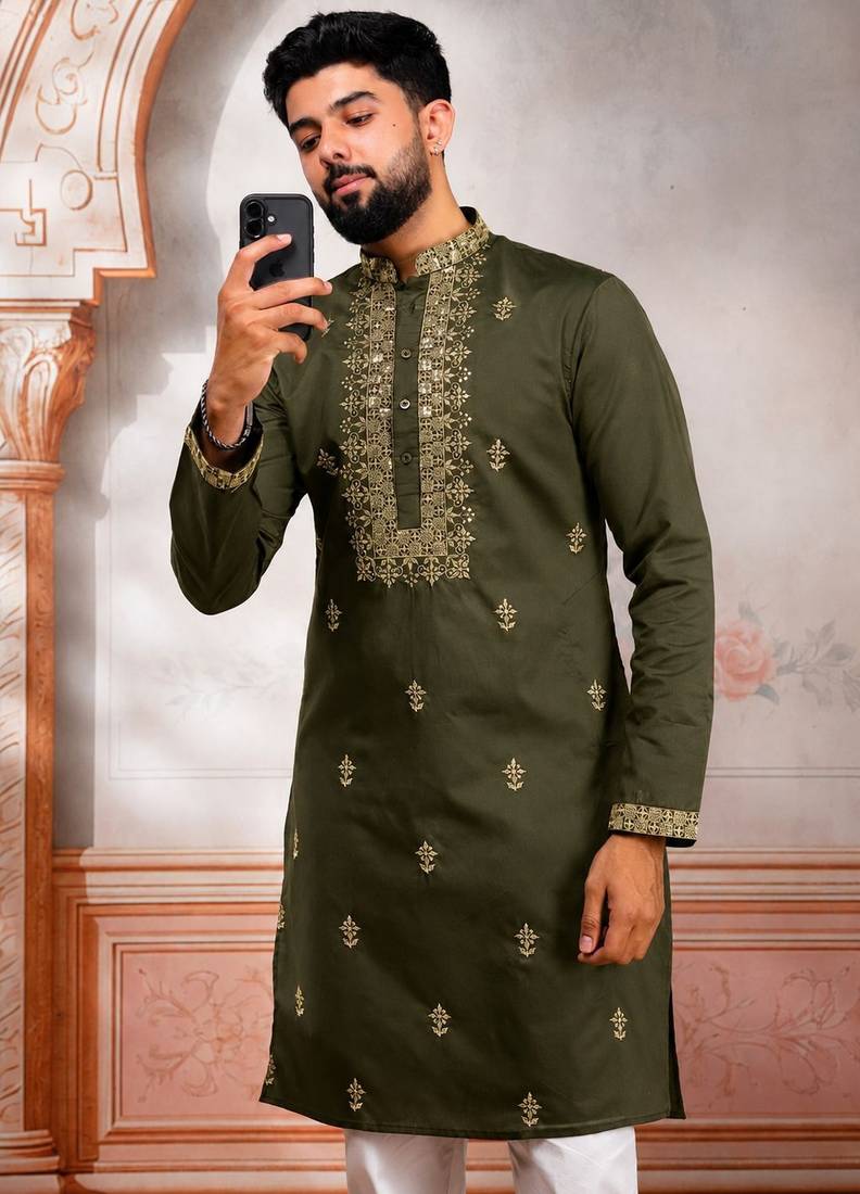 Mahendi embroidered fancy kurta payjama for men