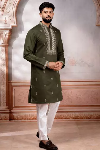 Mahendi embroidered fancy kurta payjama for men