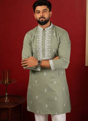 Pista embroidered fancy kurta payjama for men 3