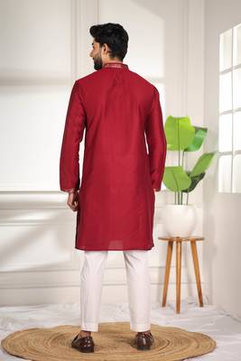 Maroon jacquard work ethnic festive traditional attire for men 2
