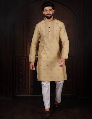 Chikoo jacquard work ethnic festive traditional attire for men 1