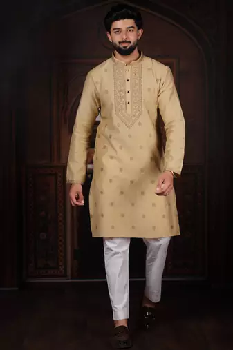 Chikoo jacquard work ethnic festive traditional attire for men