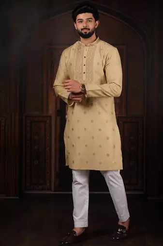 Chikoo jacquard work ethnic festive traditional attire for men