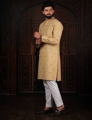 Chikoo jacquard work ethnic festive traditional attire for men 5