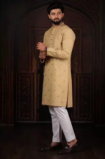 Chikoo jacquard work ethnic festive traditional attire for men