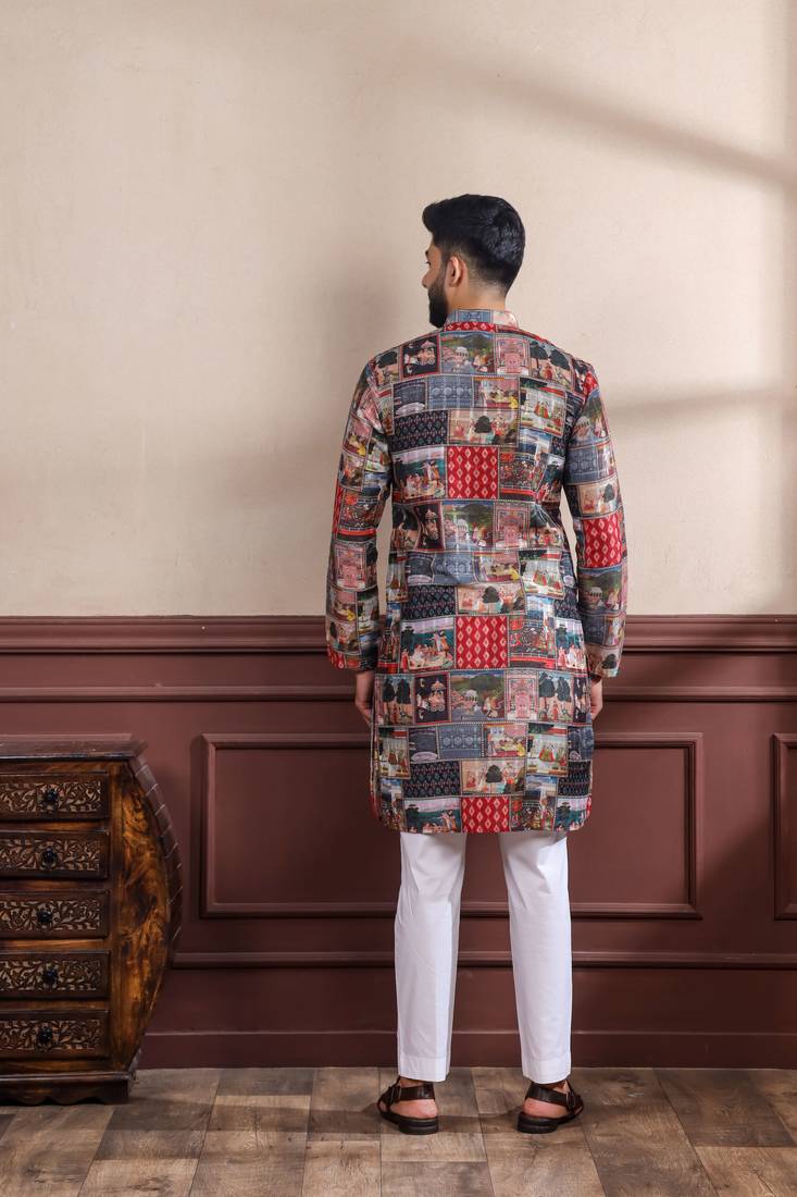 Black printed ethnic kurta payjama for looks