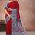 Crimson red & mist grey printed andhra cotton saree with running blouse