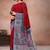 Crimson red & mist grey printed andhra cotton saree with running blouse