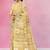 Mustard yellow & soft ivory printed andhra cotton saree with running blouse