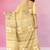 Mustard yellow & soft ivory printed andhra cotton saree with running blouse