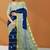 Midnight navy blue & mist sage green printed andhra cotton saree with running blouse