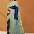 Midnight navy blue & mist sage green printed andhra cotton saree with running blouse