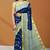 Midnight navy blue & mist sage green printed andhra cotton saree with running blouse