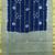 Midnight navy blue & mist sage green printed andhra cotton saree with running blouse