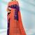 Royal purple & burnt coral orange printed andhra cotton saree with running blouse