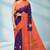 Royal purple & burnt coral orange printed andhra cotton saree with running blouse