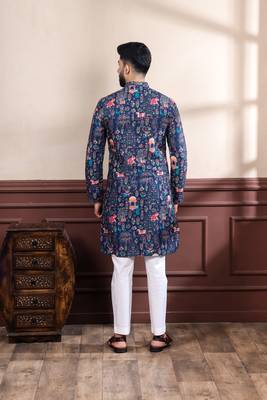 Blue printed ethnic kurta payjama for looks 2