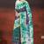 Lagoon green & royal mulberry purple printed andhra cotton saree with running blouse