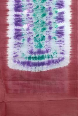 Dusty rose & purple printed andhra cotton saree with running blouse with running blouse 5