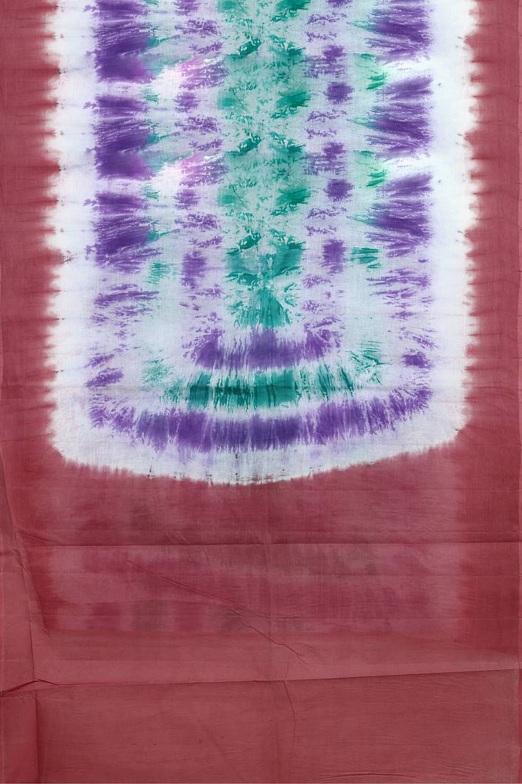Dusty rose & purple printed andhra cotton saree with running blouse with running blouse