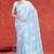Misty sky blue & ivory white andhra cotton saree with running blouse