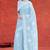 Misty sky blue & ivory white andhra cotton saree with running blouse